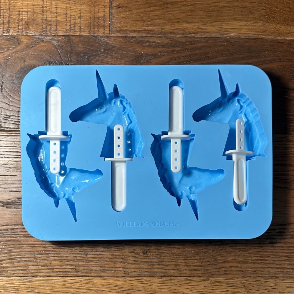 Williams Sonoma Blue Unicorn Ice Pop Silicone Mold